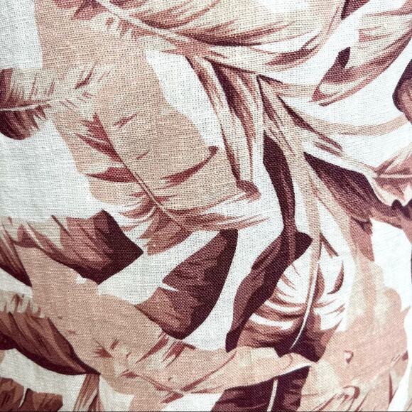 NWT House of Harlow 1960 Palm Leaf Linen Smocked Midi Dress L Cottagecore Boho - Picture 14 of 16